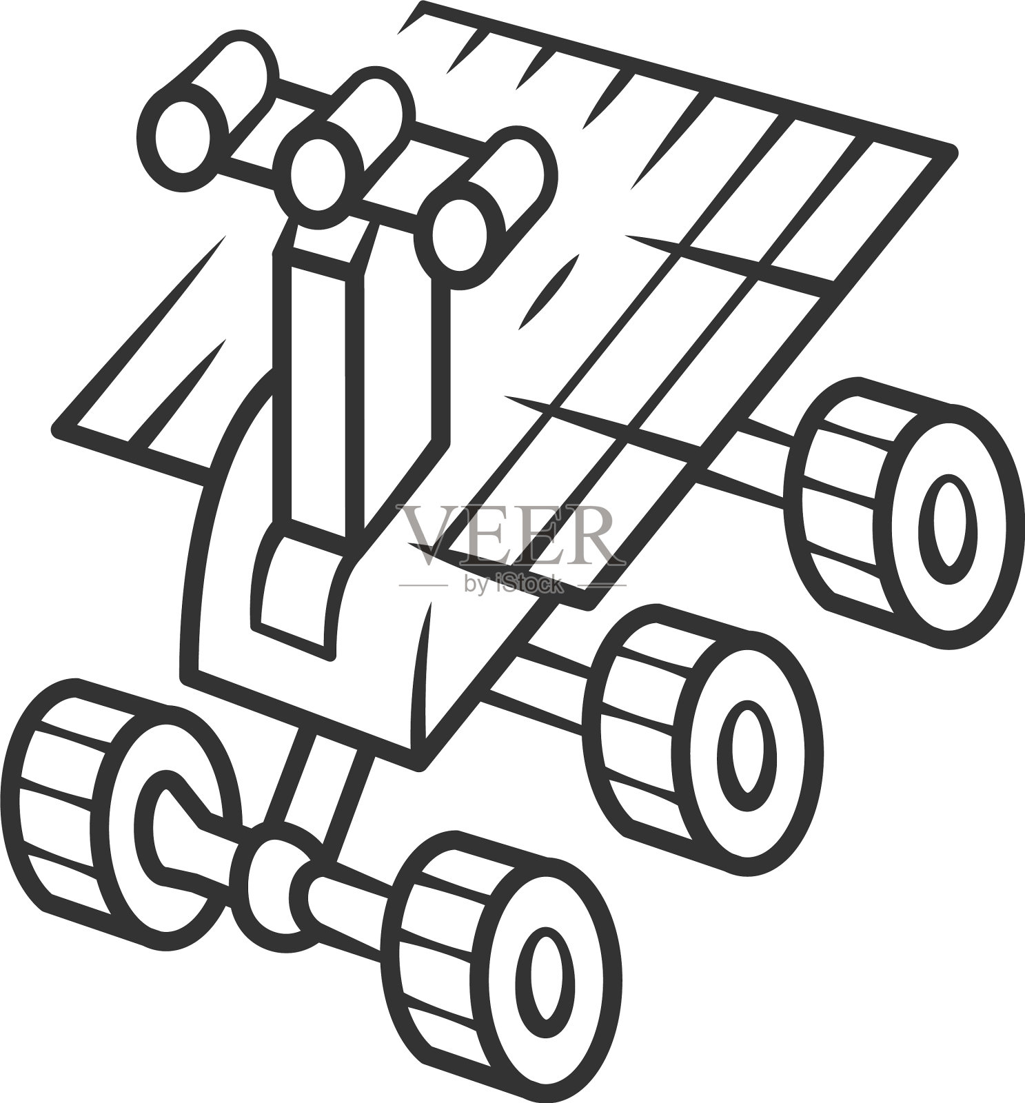 太空机器人线性图标月球车月球漫步设计元素图片