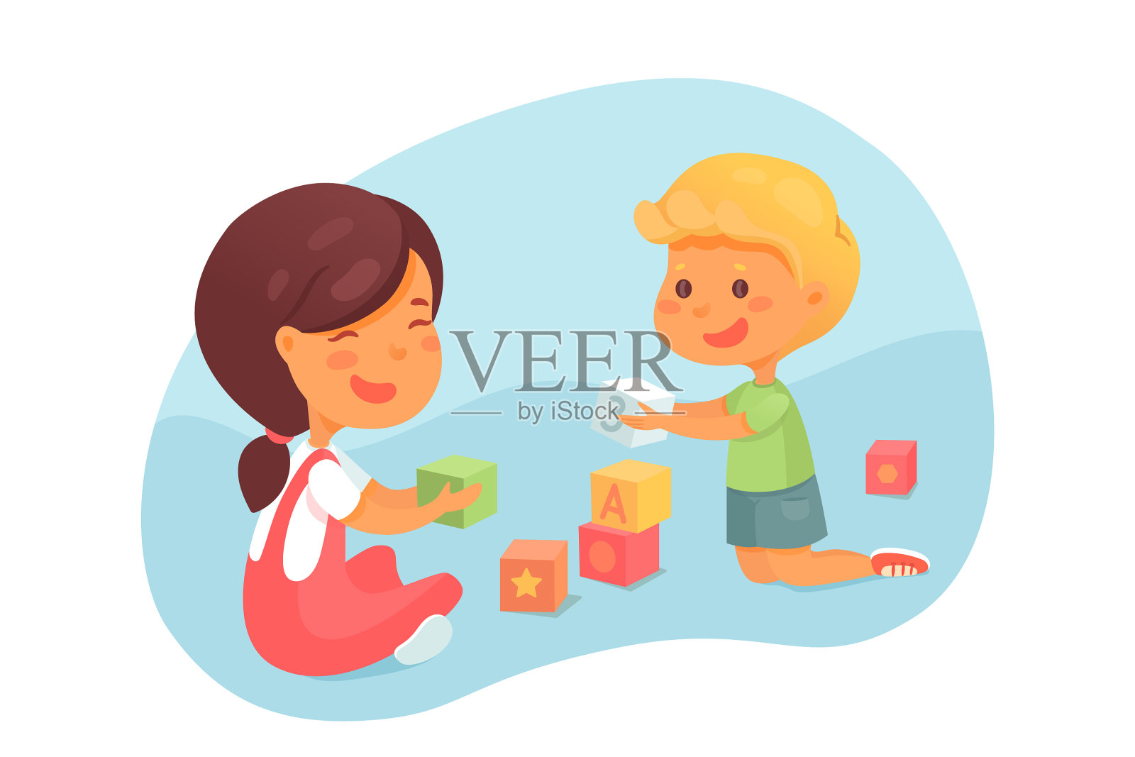 蹒跚学步的孩子玩方块设计元素图片