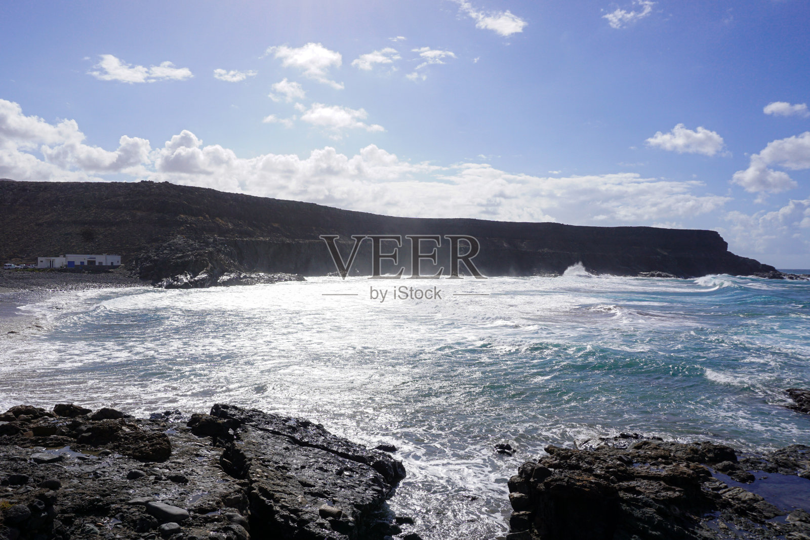 富埃特文图拉海滩上的一个小村庄照片摄影图片