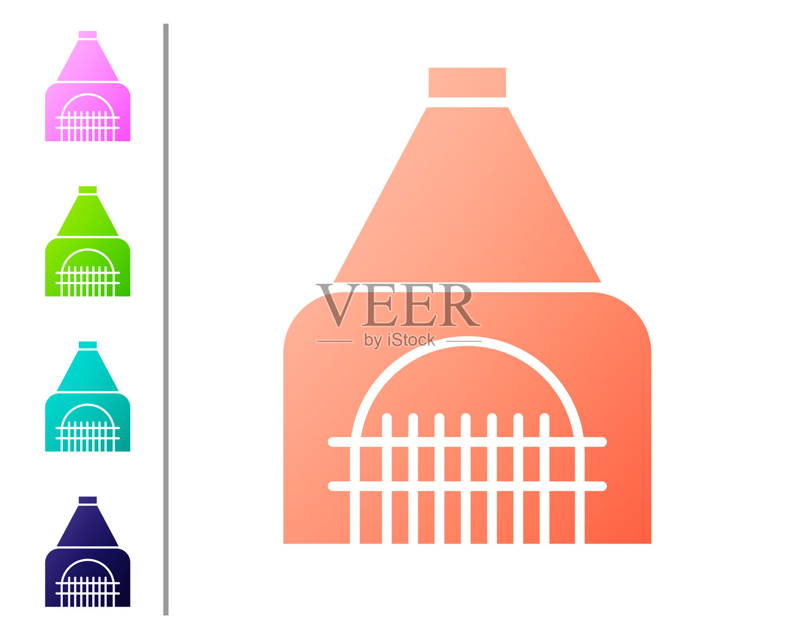 珊瑚室内壁炉图标孤立在白色插画图片素材