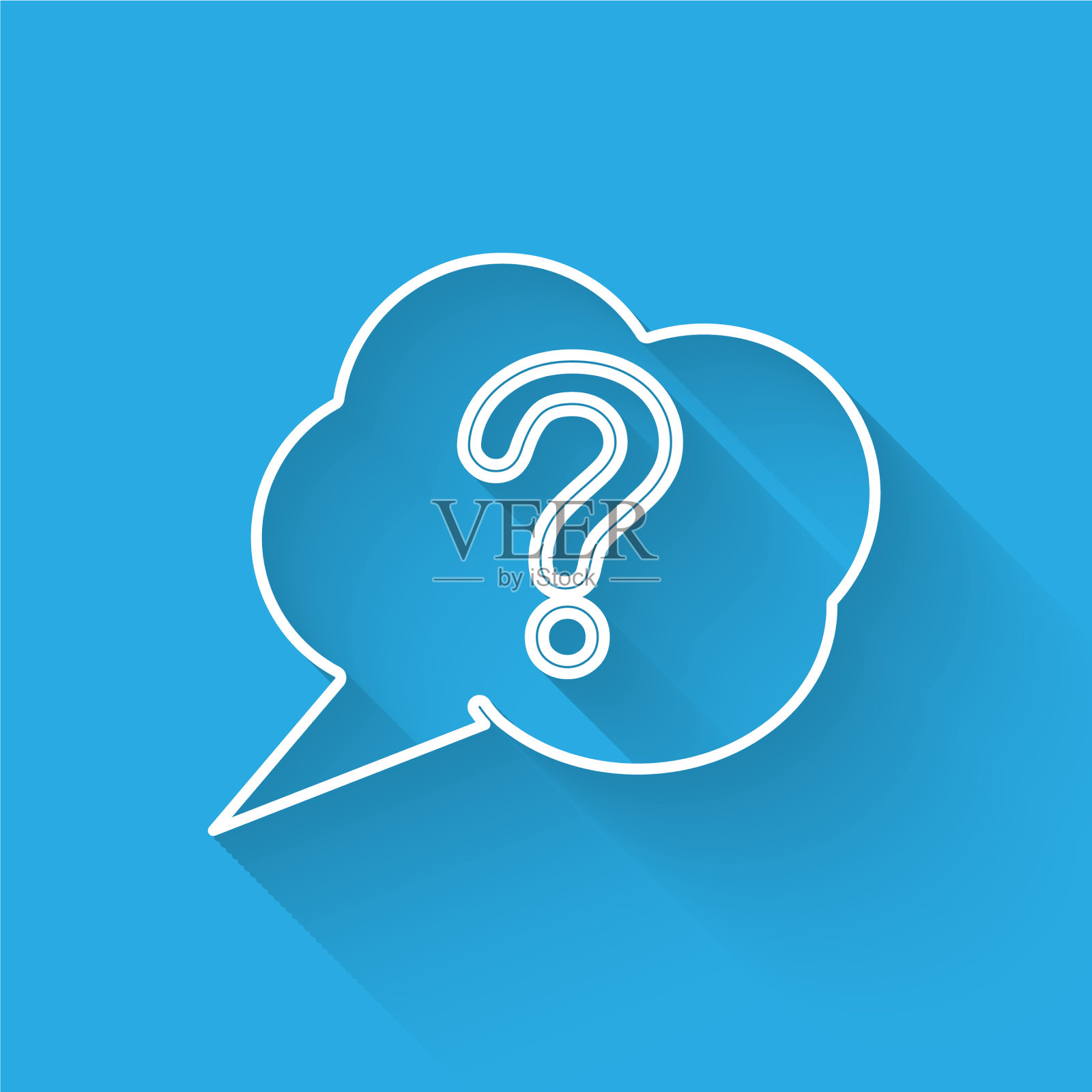 白线语音气泡和问题图标插画图片素材