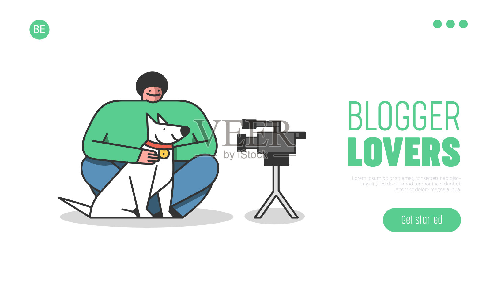 登陆页的生活方式视频博主或影响者流在线，创造新的内容插画图片素材