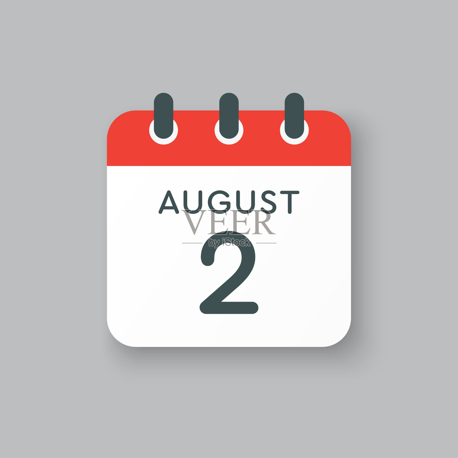 日历图标日8月2日，一年中的日期日插画图片素材