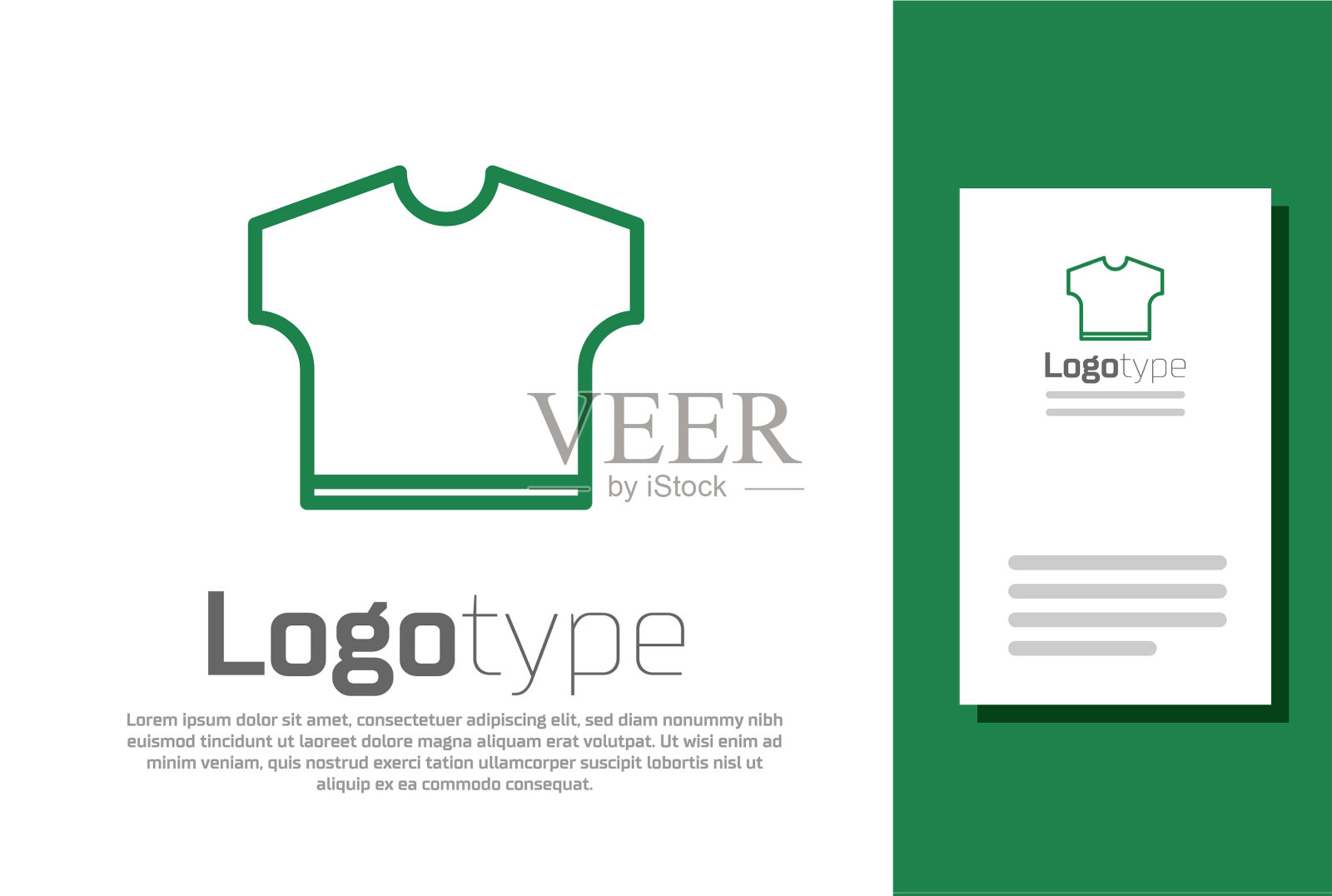 绿色线t恤图标孤立在白色插画图片素材