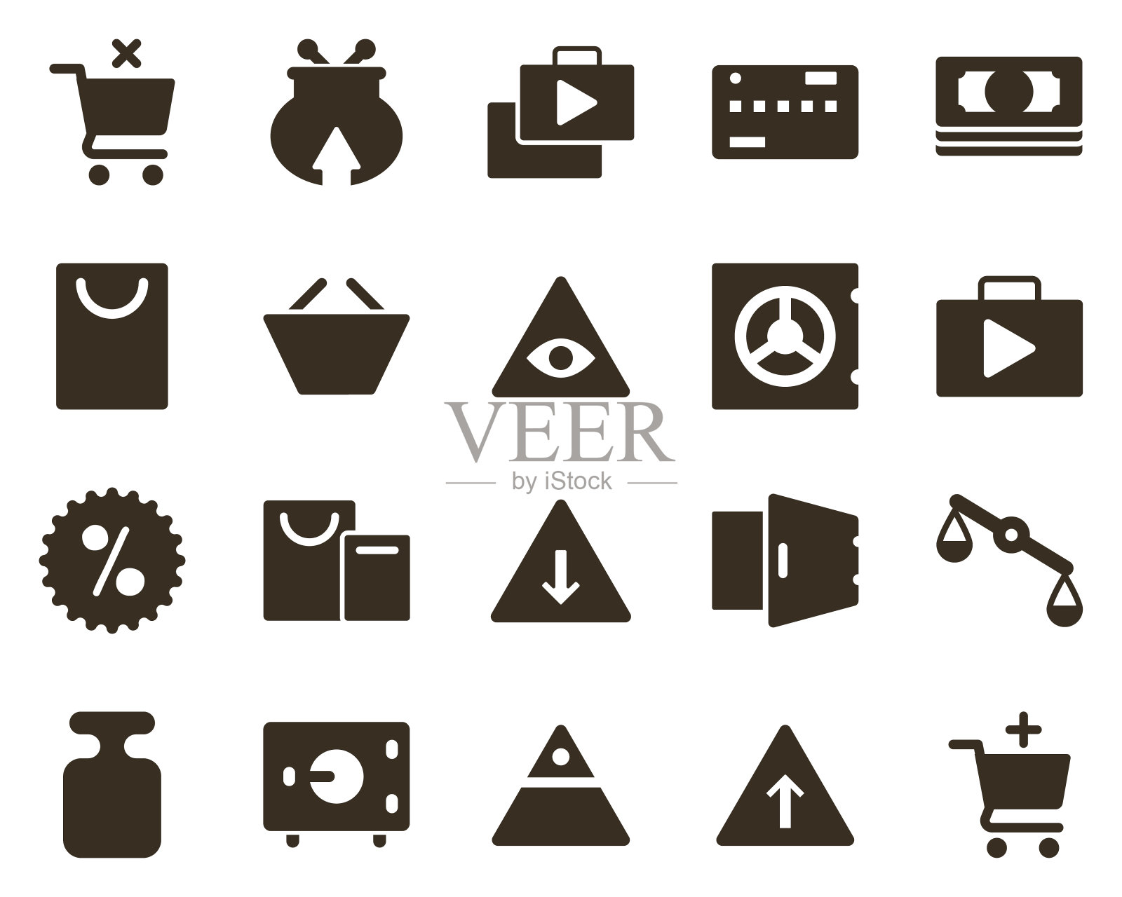 金钱和金融图标设置，添加，购买，商店。投资、银行、金钱和金融图标图标素材