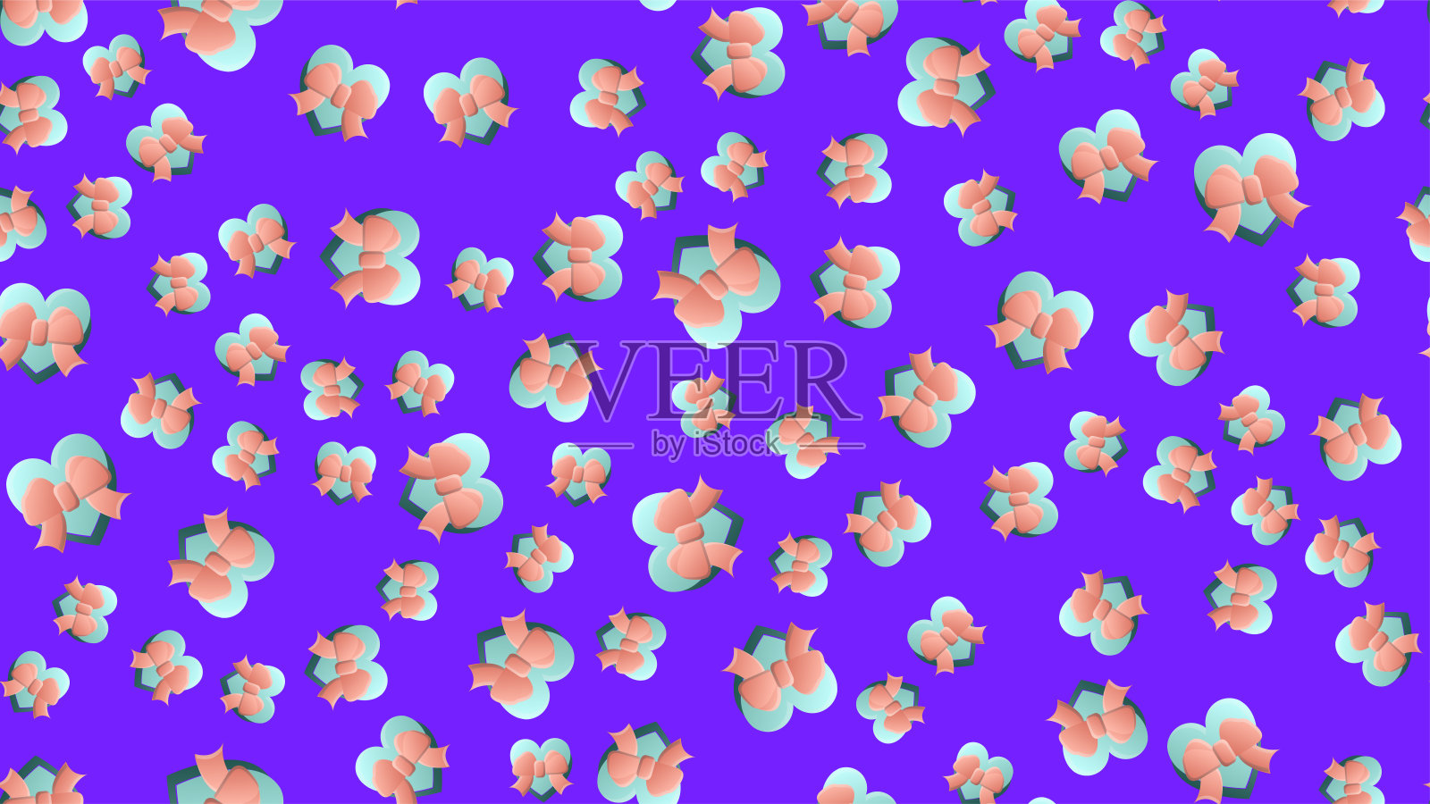 无尽的美丽无缝图案的节日爱快乐的礼品盒在一个蓝色的背景。矢量图插画图片素材