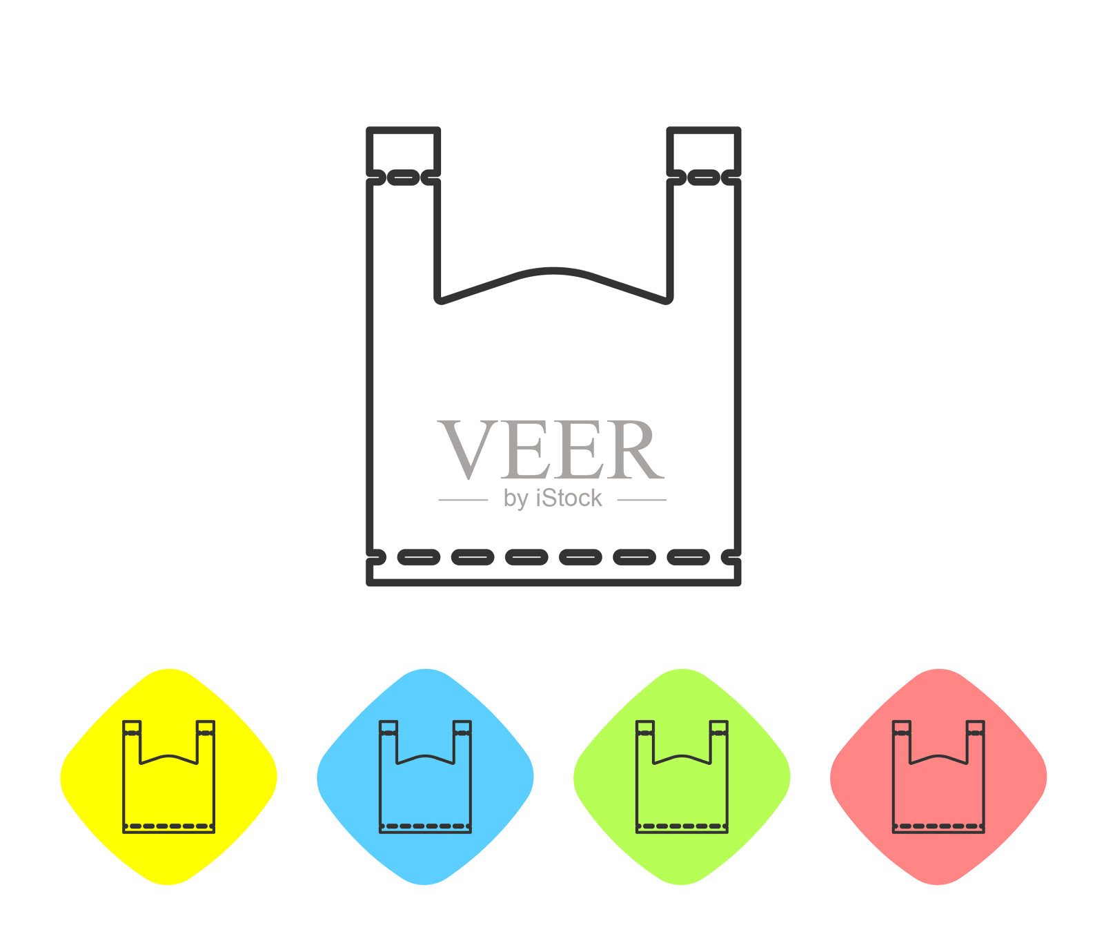 灰色线塑料袋图标孤立在白色插画图片素材