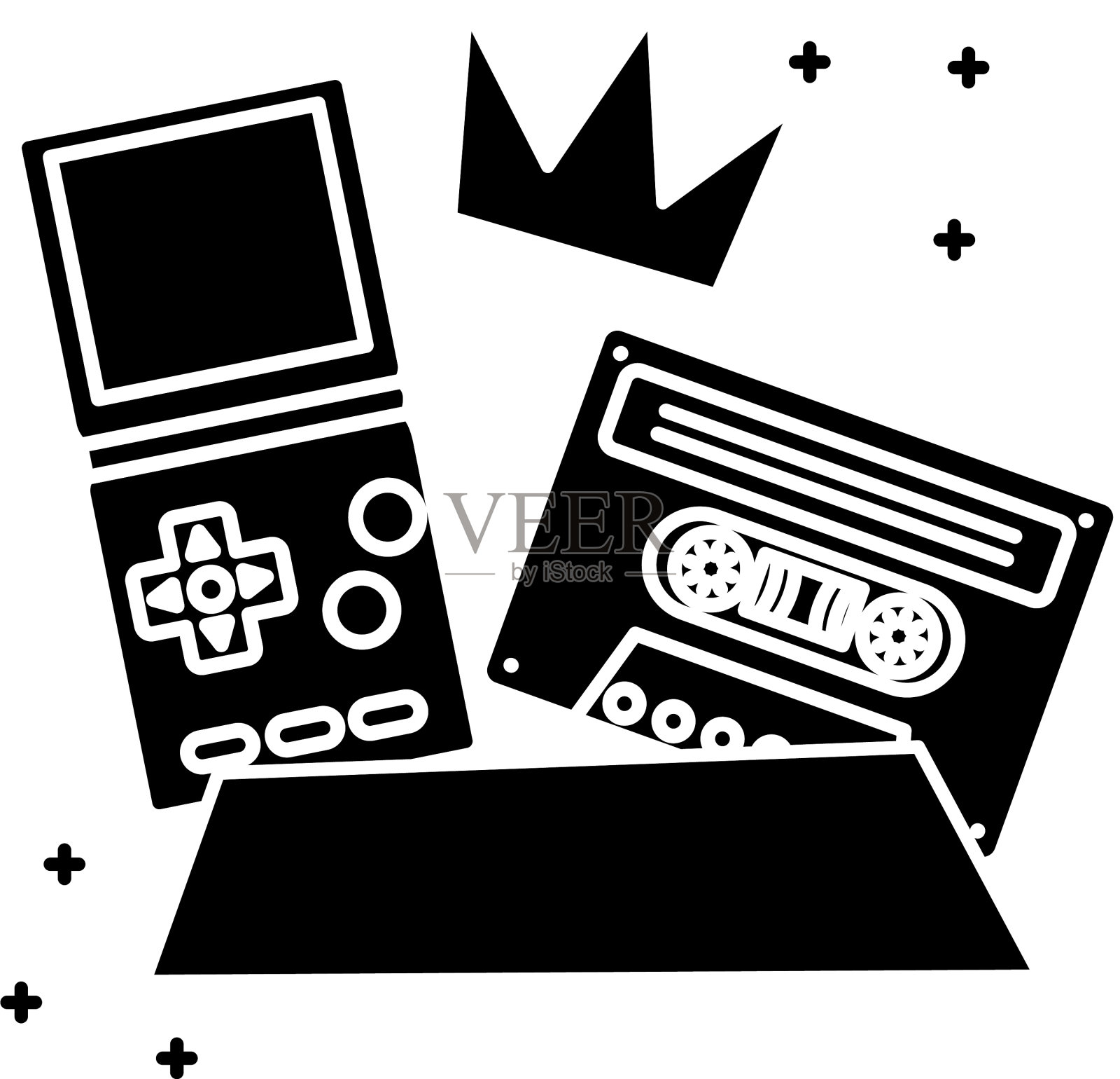 带盒式磁带的电子游戏手柄图标素材