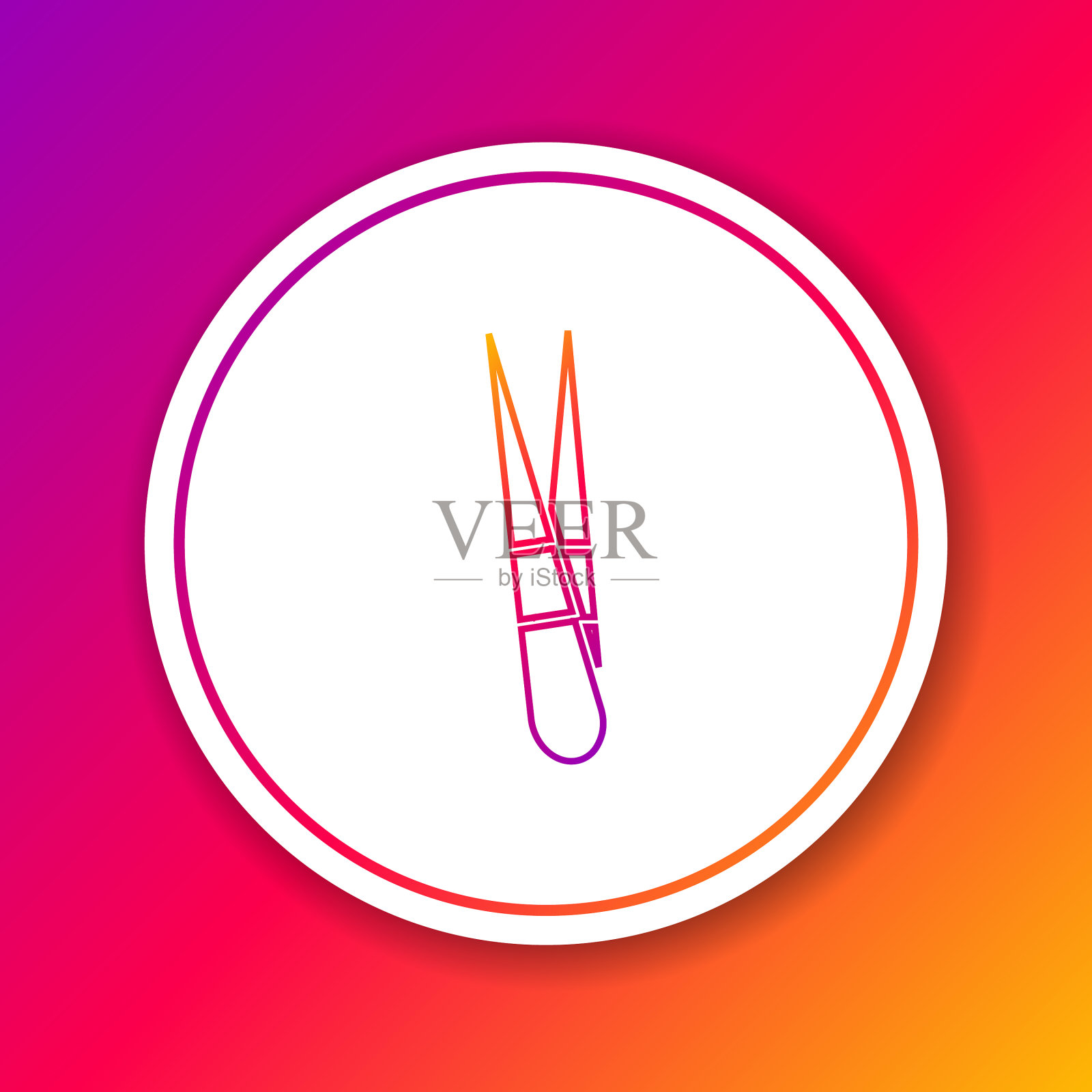 色线眉镊子图标孤立的颜色图标素材