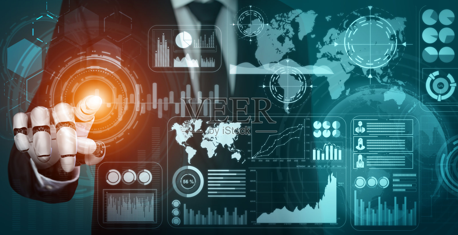 未来机器人人工智能概念。照片摄影图片