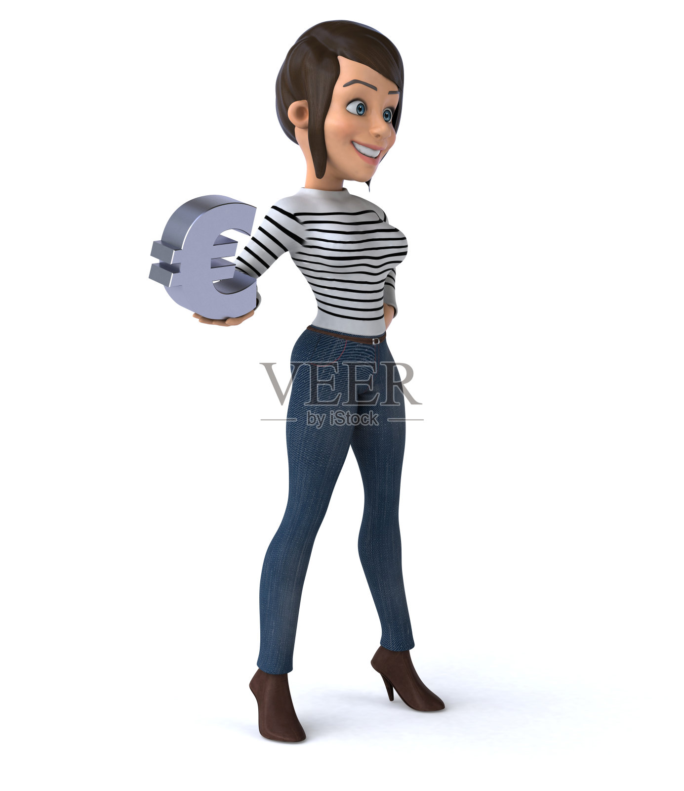 有趣的3D卡通休闲角色女人照片摄影图片