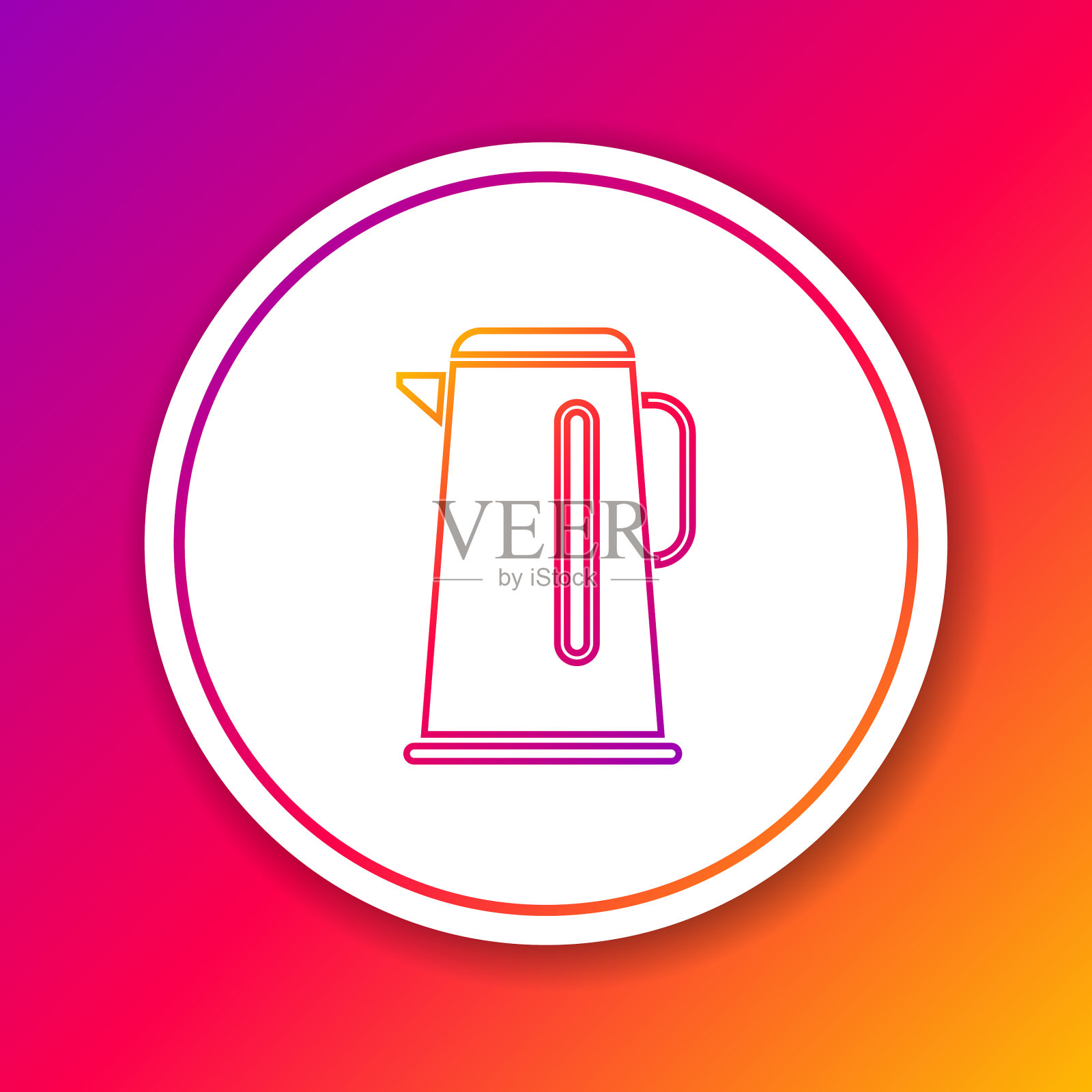 彩色线水壶与手柄图标隔离插画图片素材