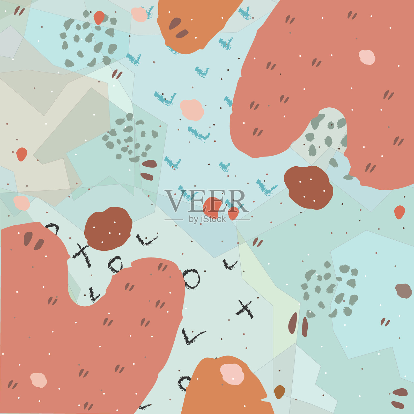 可爱的斯堪的纳维亚terracotta图案在现代插画图片素材