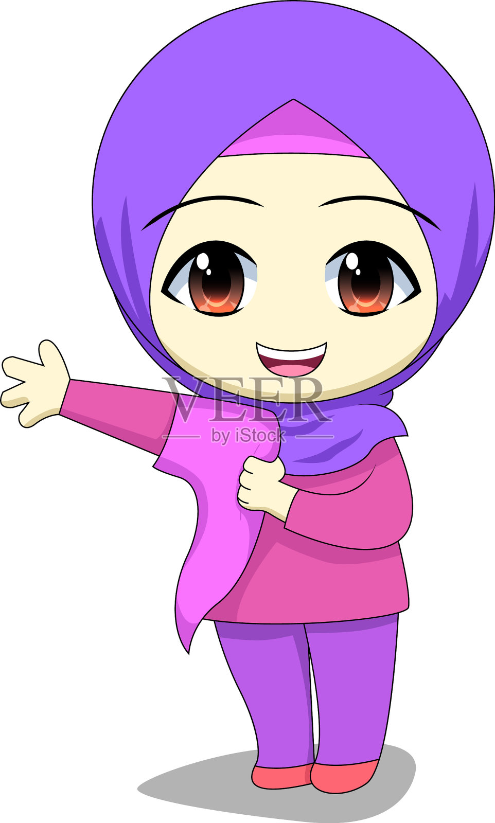赤壁穆斯林女性卡通人物每日插画图片素材