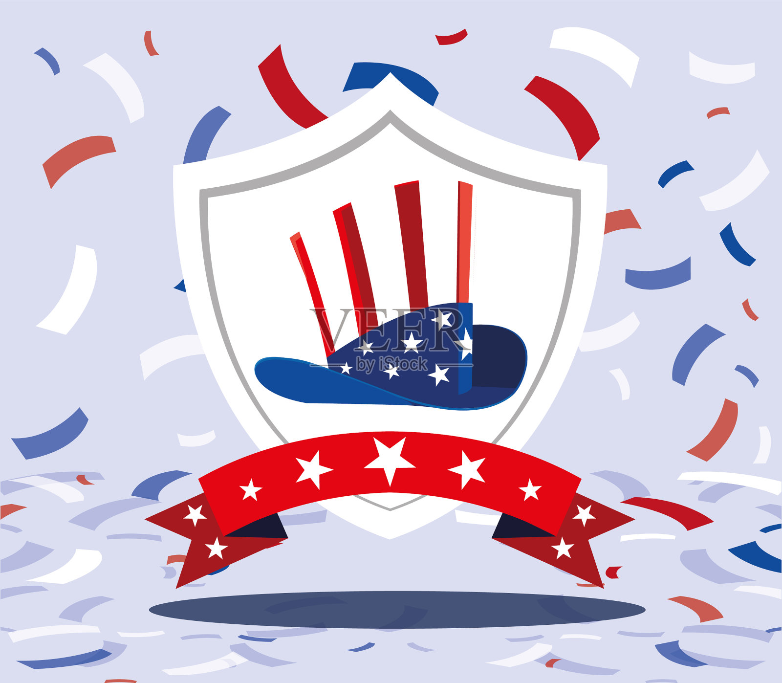 帽子在美国国旗颜色总统日卡插画图片素材