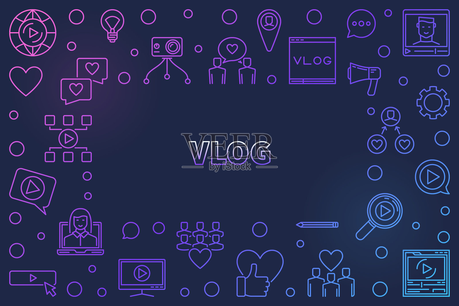 Vlog概念彩色边框或插画图片素材