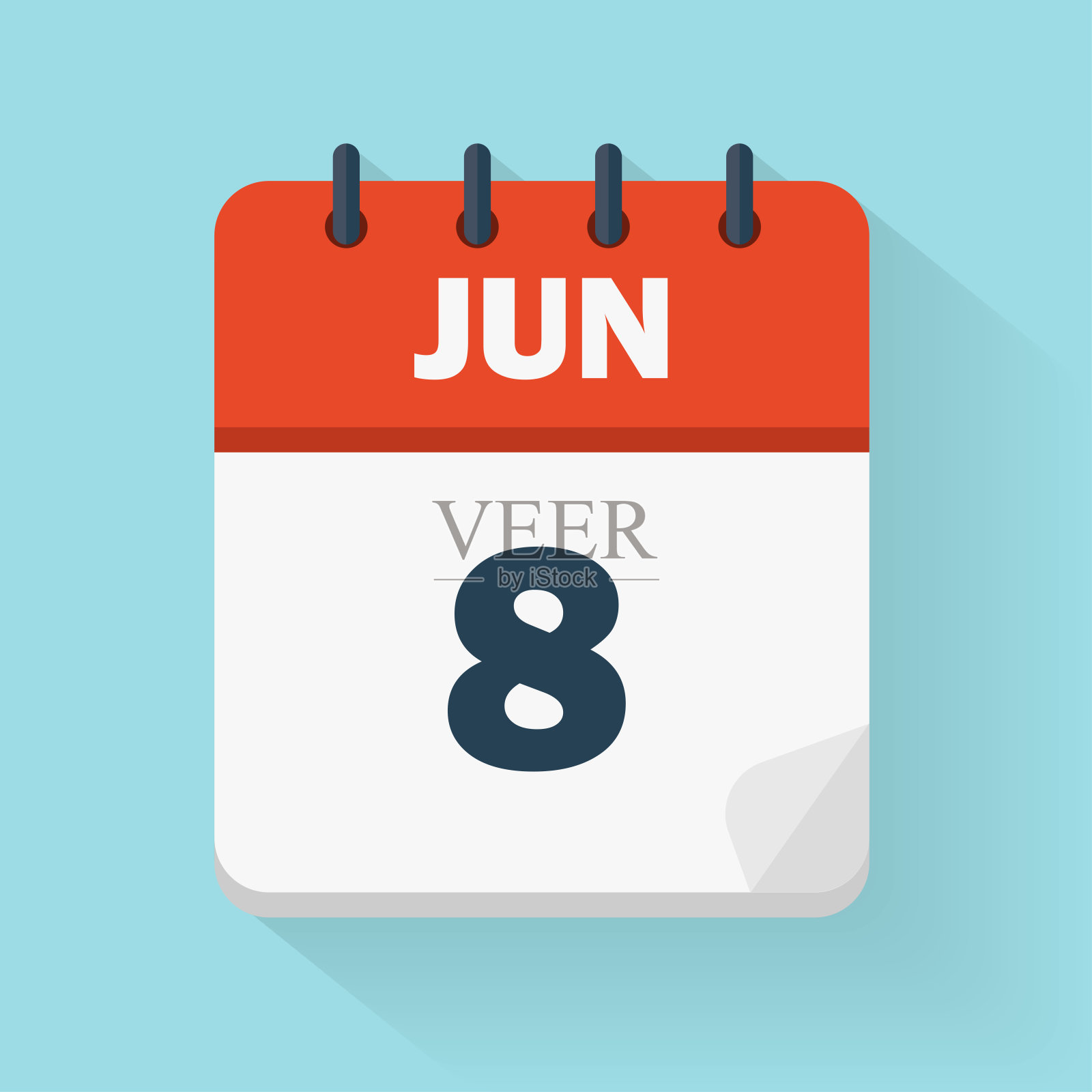 6月8日。每日日历图标矢量格式。日期，时间，日，月。假期插画图片素材