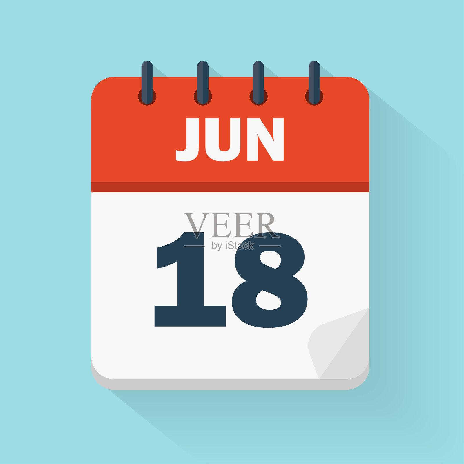 6月18日。每日日历图标矢量格式。日期，时间，日，月。假期插画图片素材