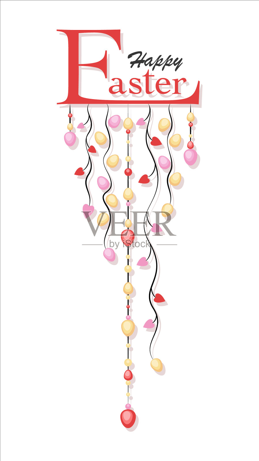 复活节卡片背景彩蛋花环复活节快乐插画图片素材