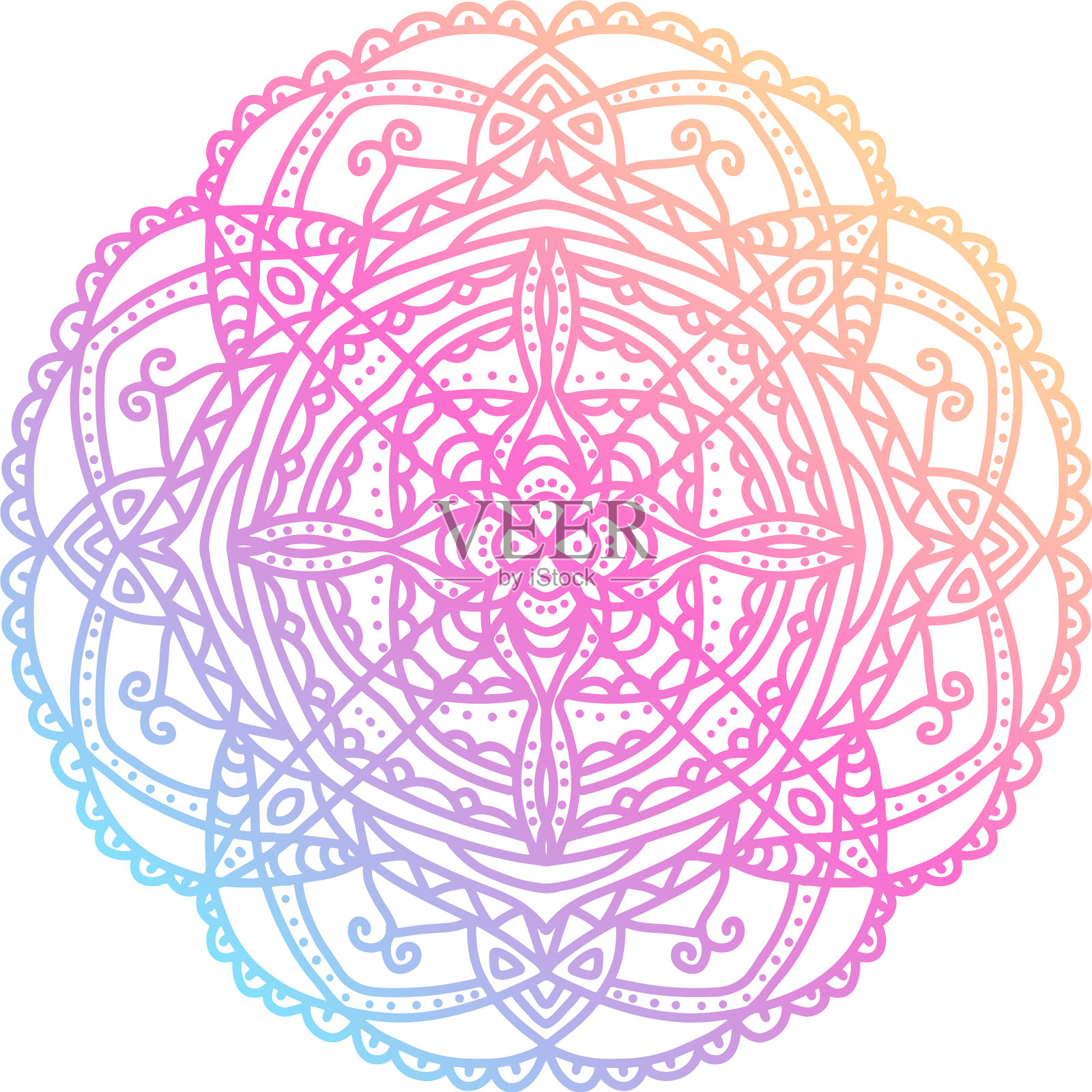 圆梯度曼荼罗上白孤立设计元素图片
