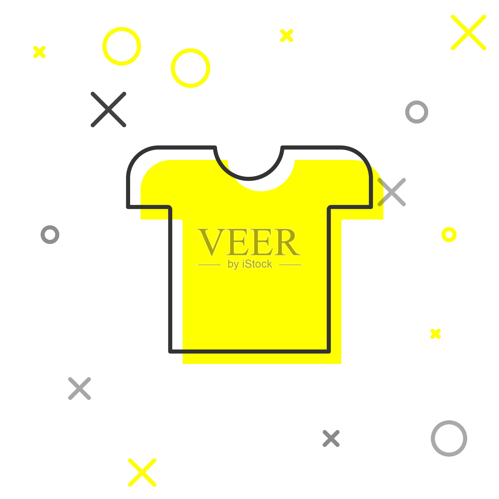 灰色线t恤图标孤立在白色插画图片素材