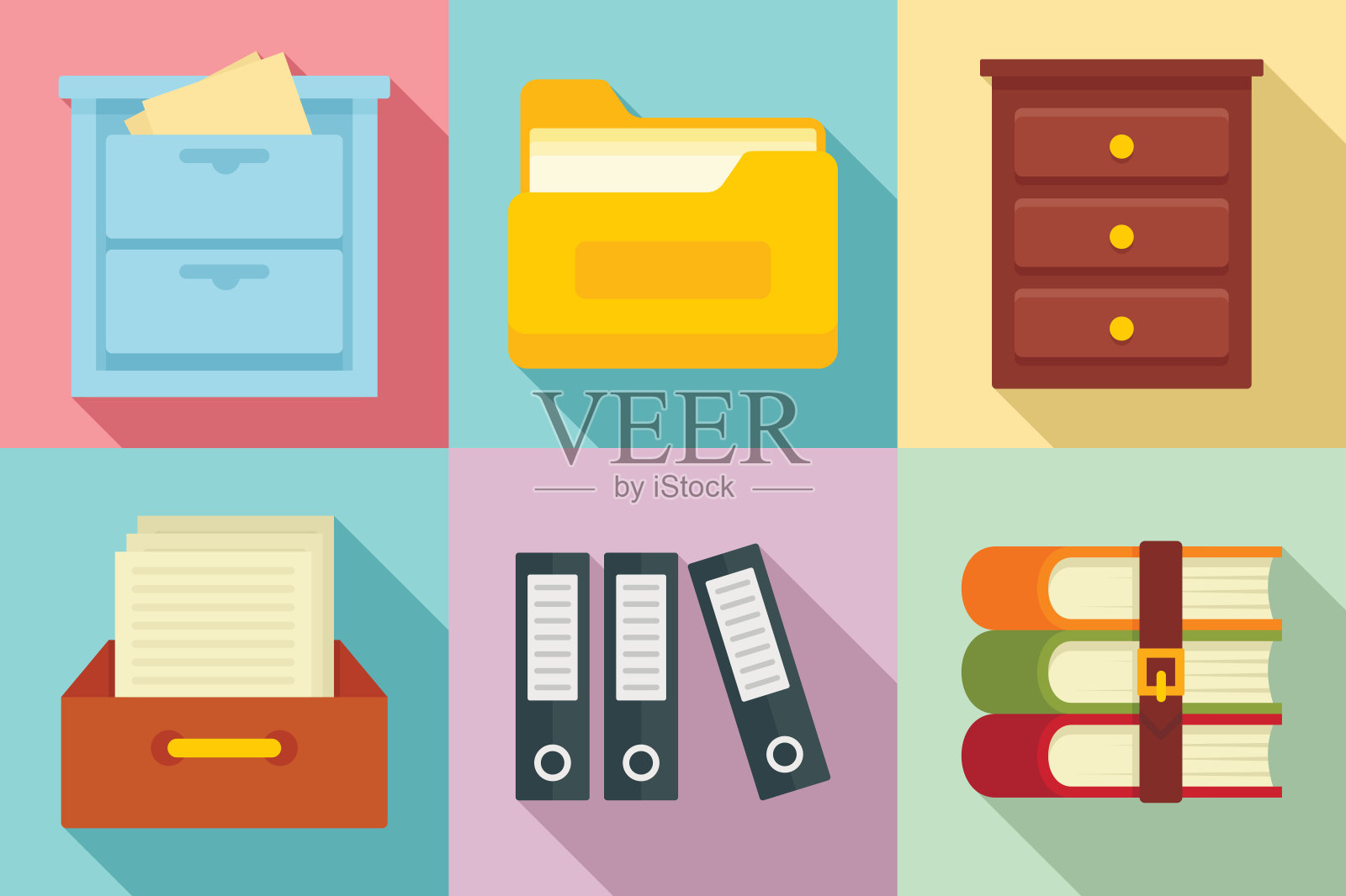 存档图标设置，平面风格插画图片素材