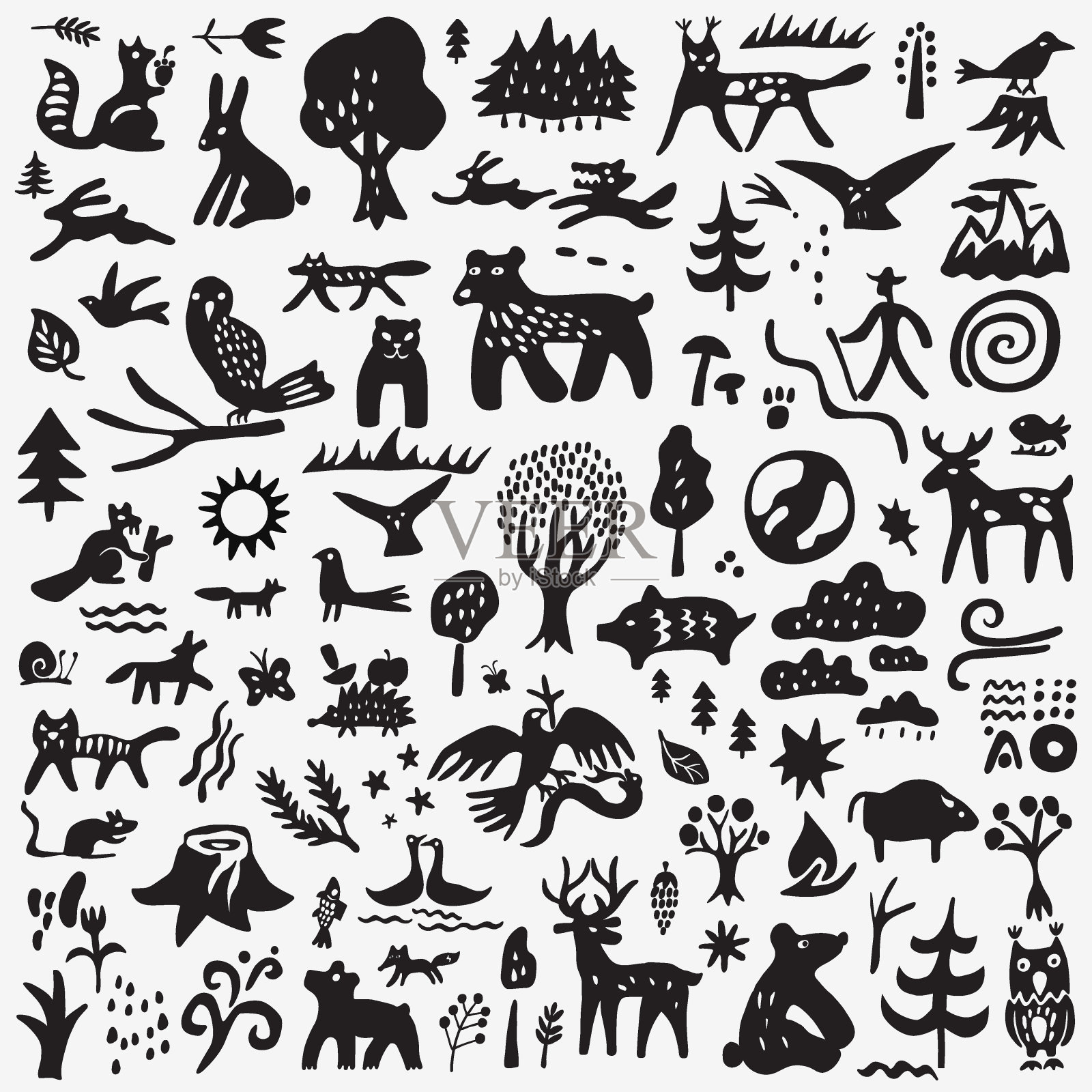 森林动物-涂鸦集，插图插画图片素材
