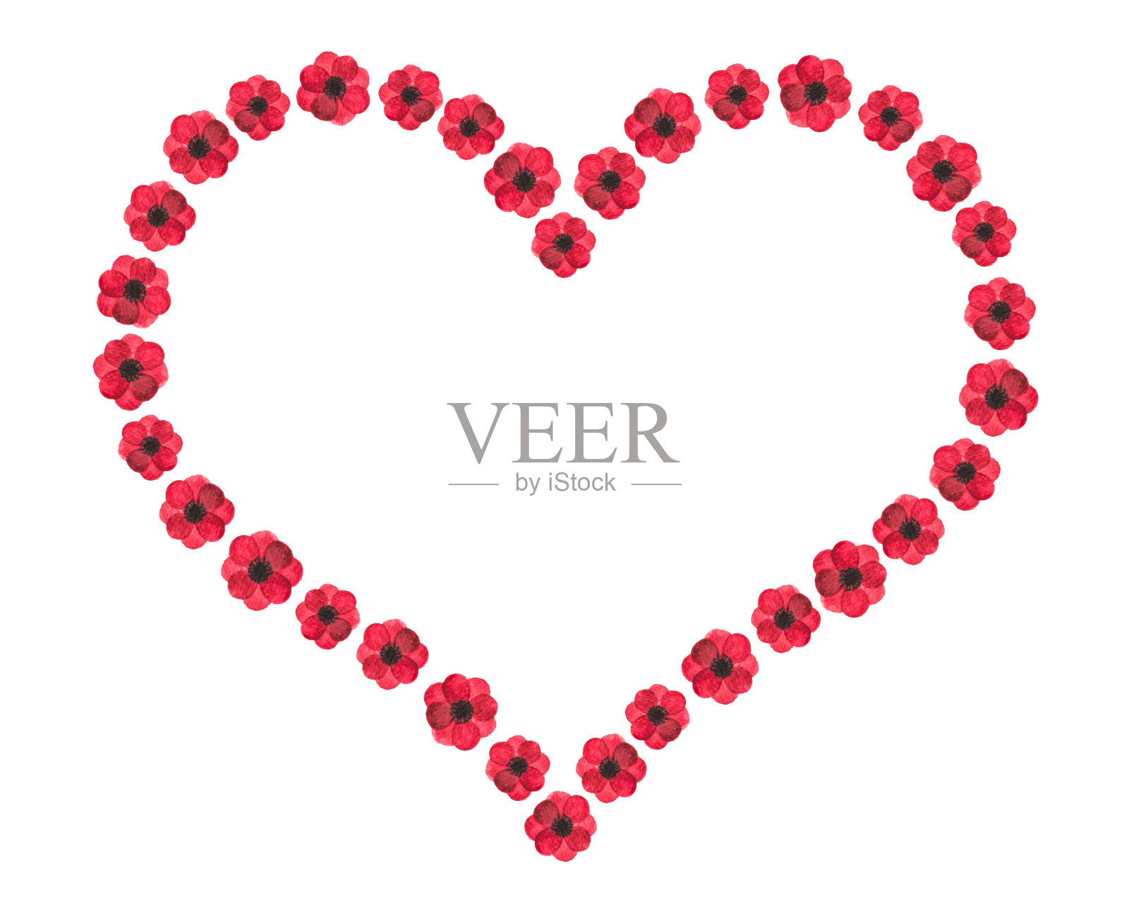 心形的花框架插画图片素材