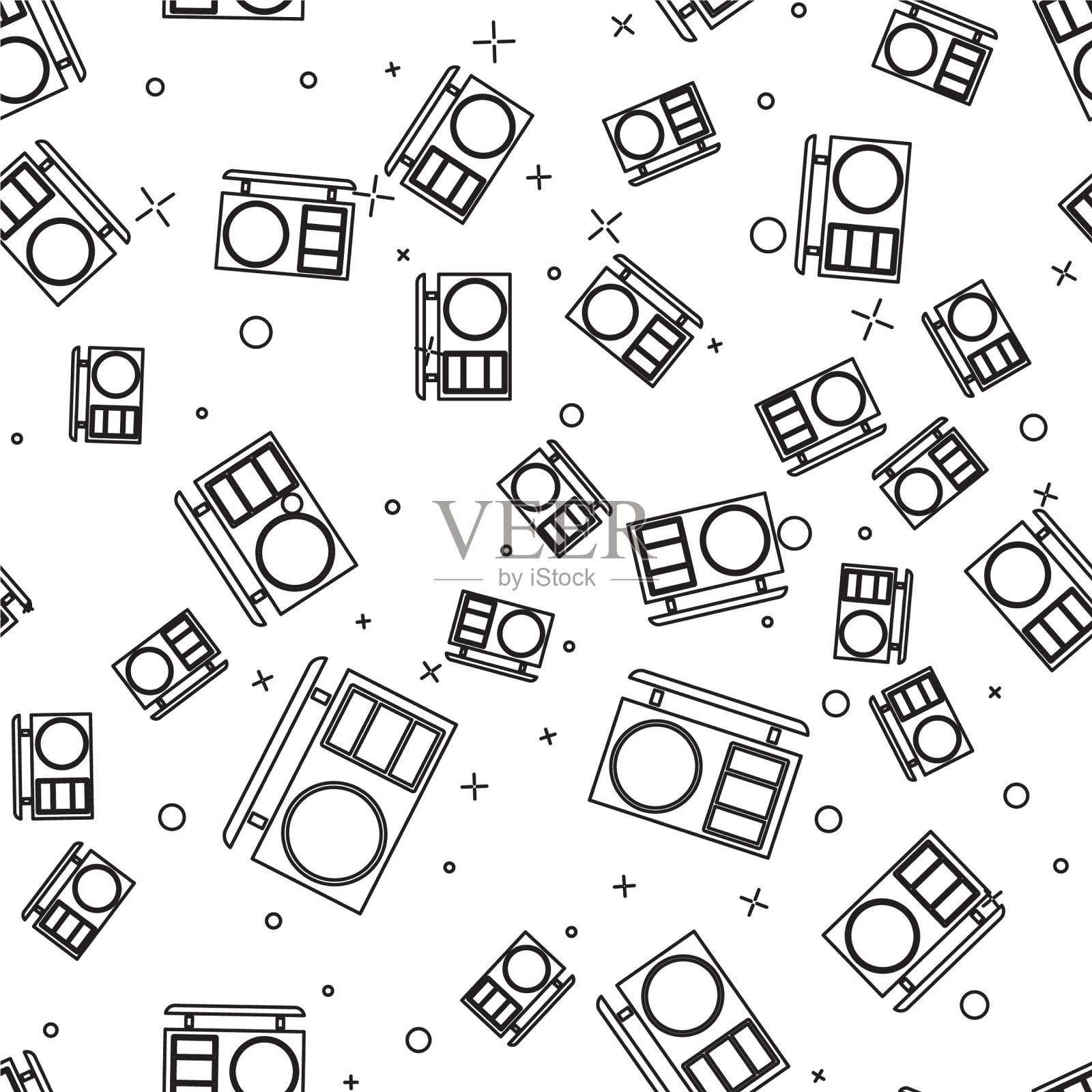 黑色线条眼影调色板刷图标插画图片素材