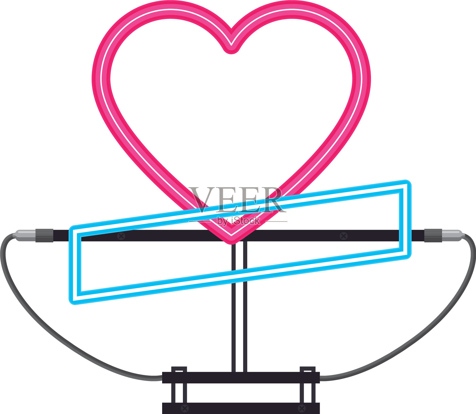 可爱心爱霓虹灯孤立图标设计元素图片