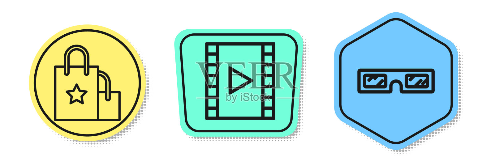 设置线纸购物袋播放视频和3d图标素材