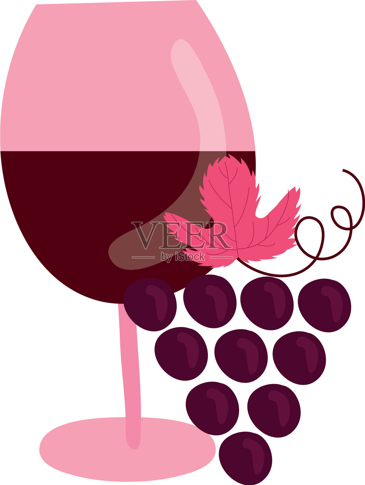 酒杯里喝的是葡萄和水果设计元素图片