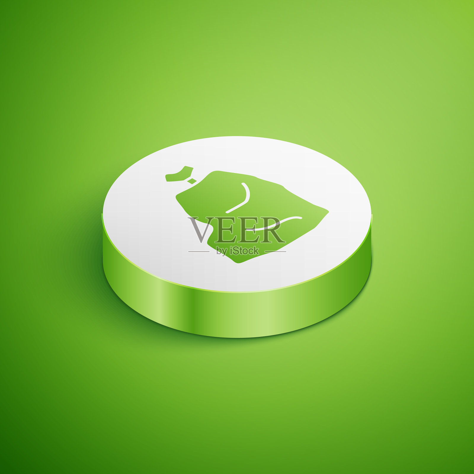 等距垃圾袋图标隔离在绿色图标素材