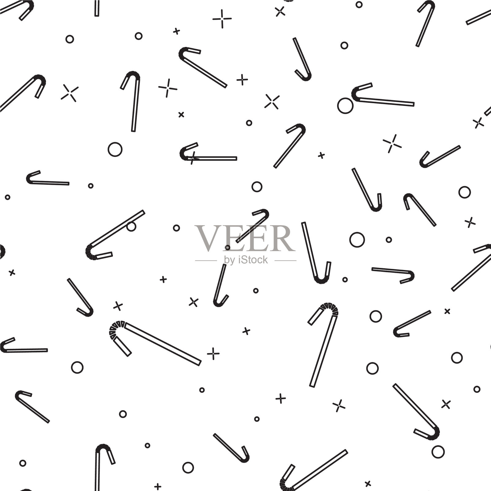 黑色线条饮用塑料吸管图标孤立插画图片素材