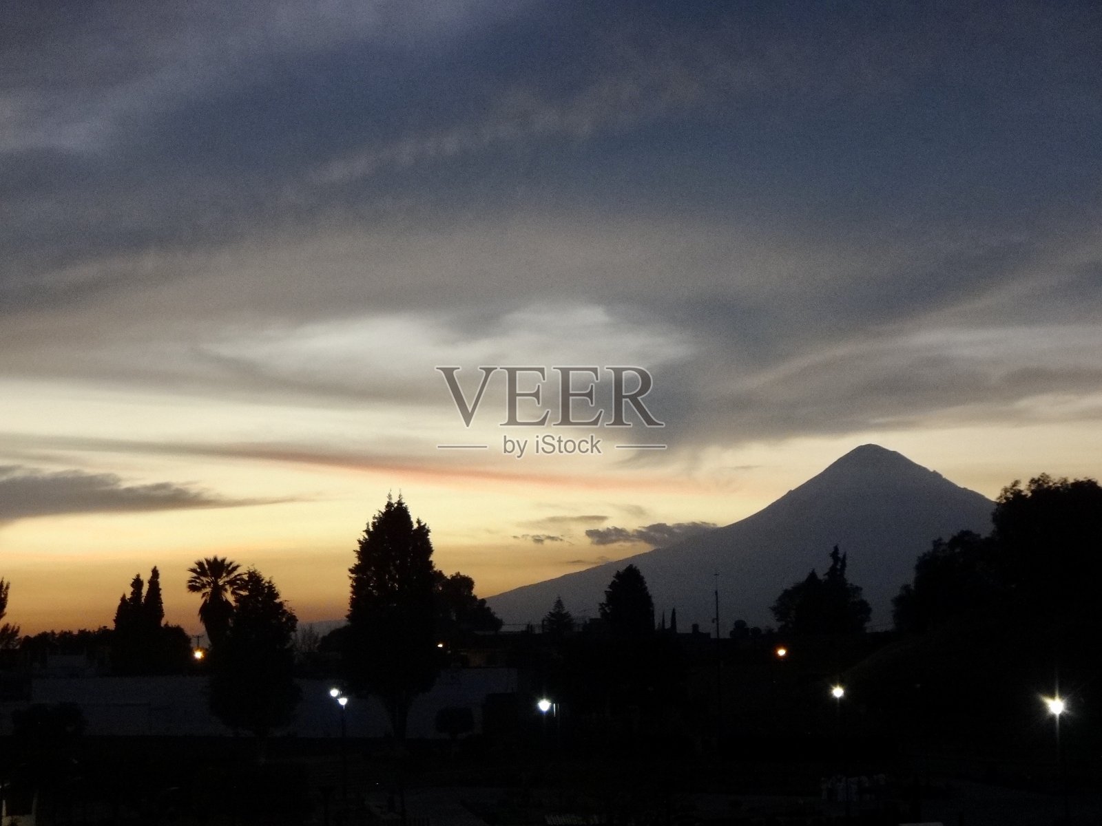 落日Popocatepetl照片摄影图片