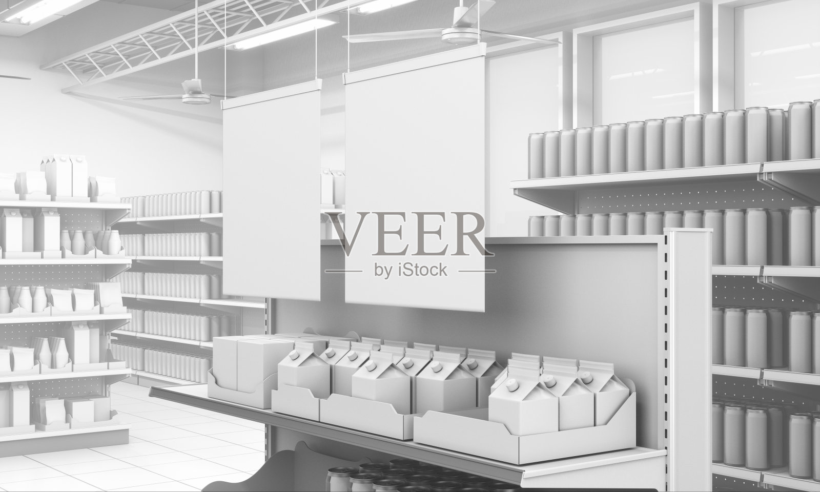 超市内部的空白横幅照片摄影图片