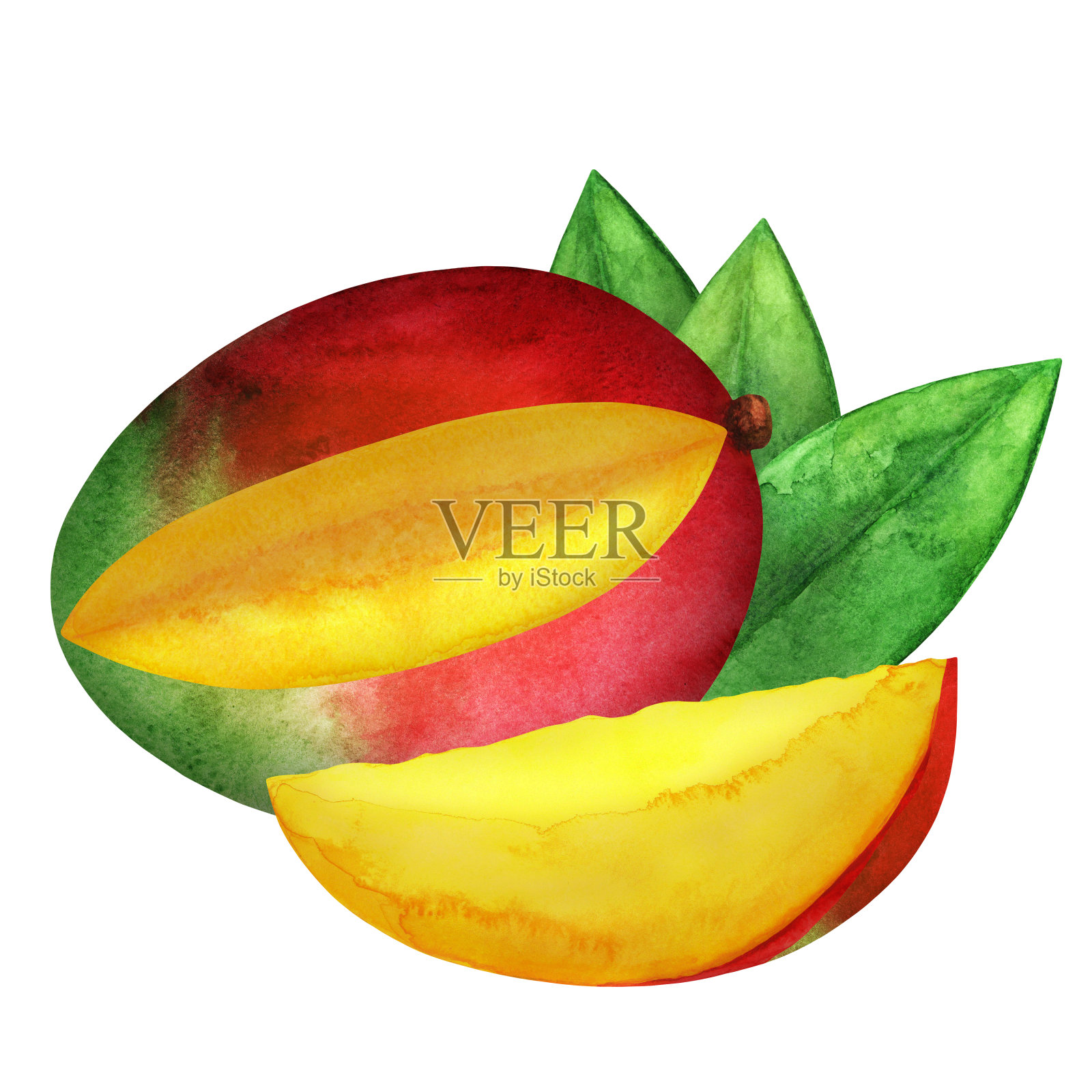 水彩芒果水果插画图片素材