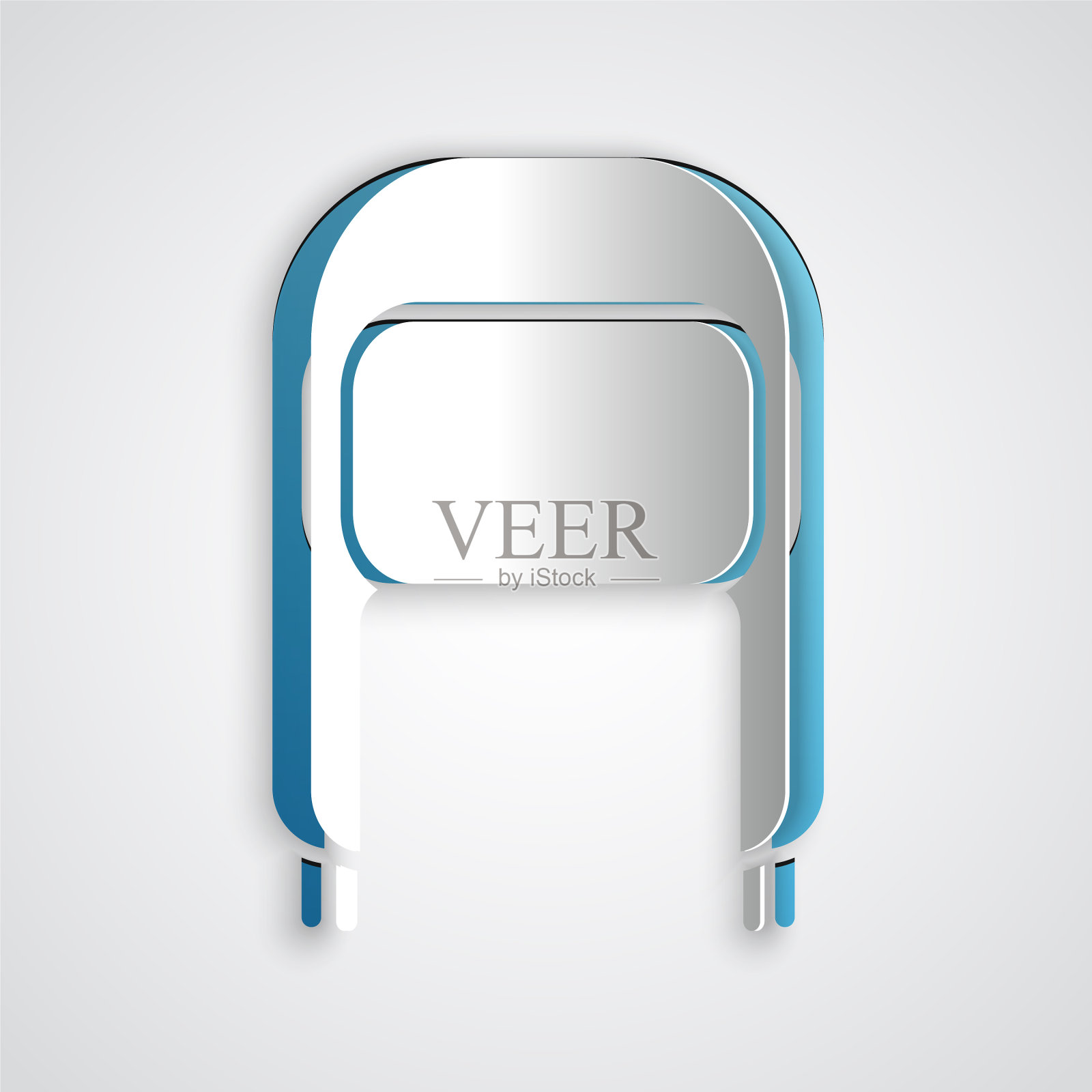 剪纸冬季帽子与耳瓣图标孤立插画图片素材