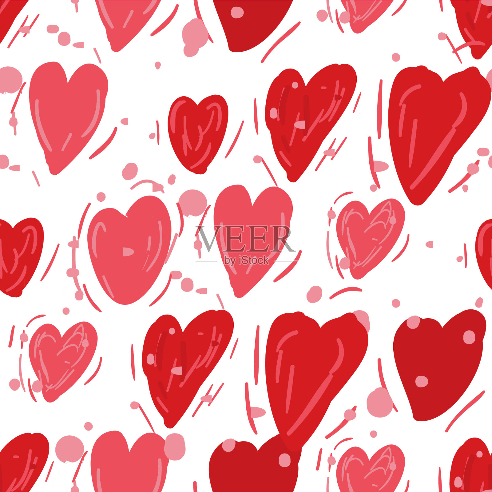 无缝图案的心形情人节插画图片素材