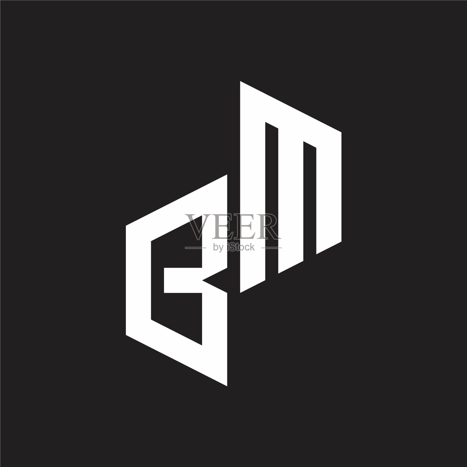 Bm的首字母标志与上到下的字母组合插画图片素材