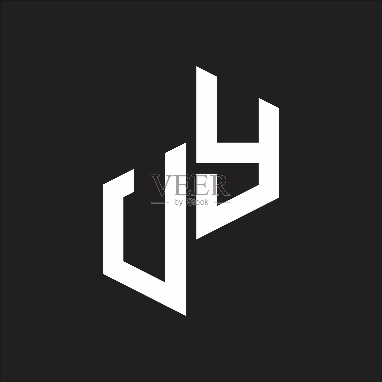 Uy的首字母标志与上到下的字母组合插画图片素材