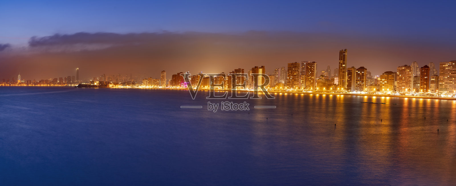 西班牙阿利坎特贝尼多姆莱万特海滩日落景色照片摄影图片