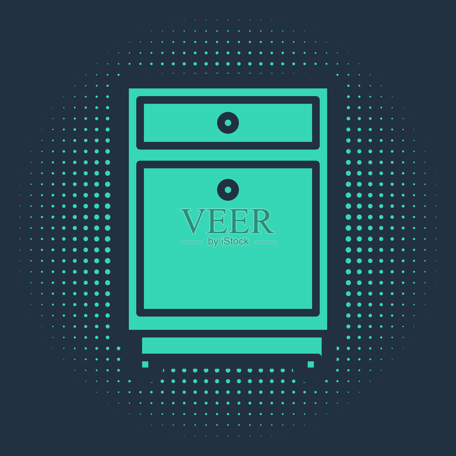 绿色家具床头柜图标孤立在蓝色插画图片素材