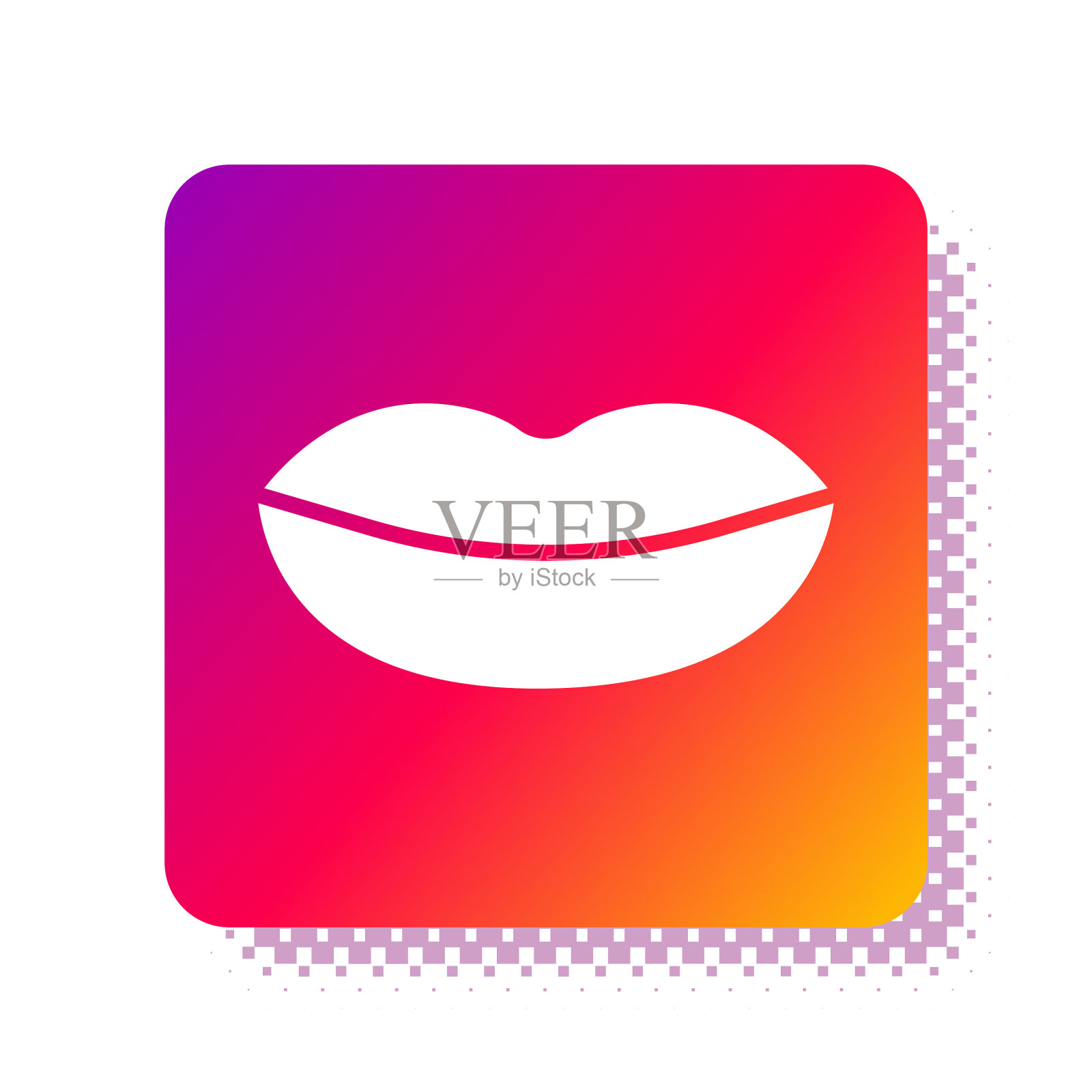 白色微笑的嘴唇图标孤立在白色插画图片素材