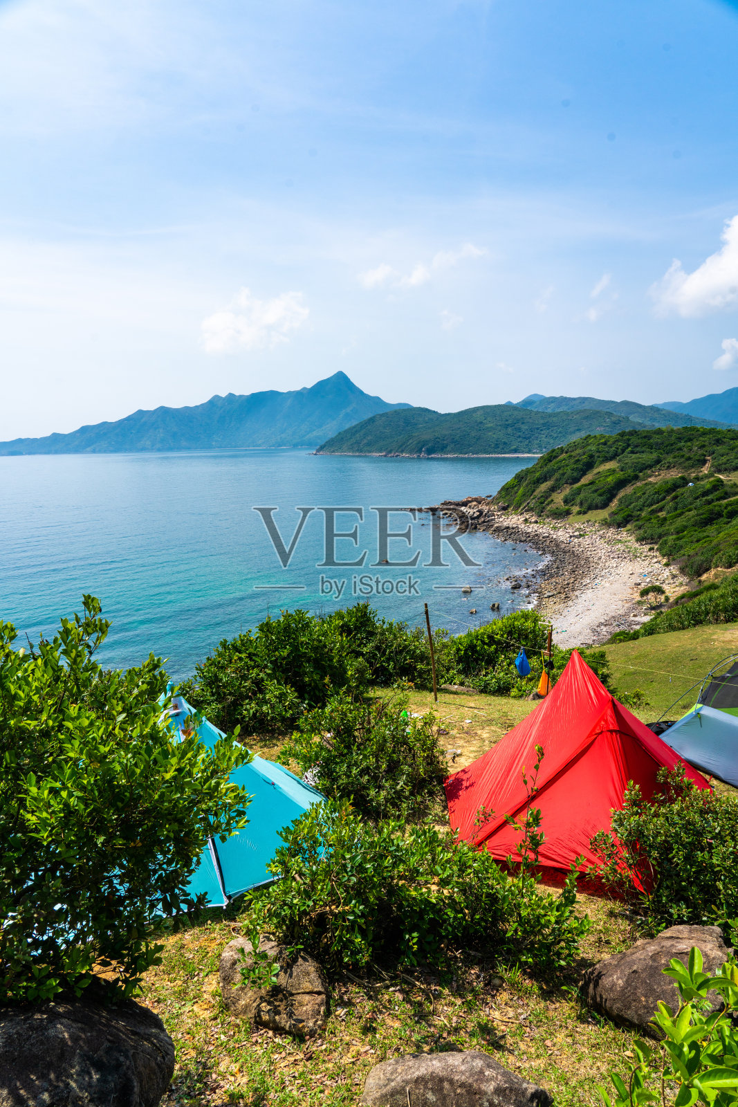 香港草岛的露营帐篷照片摄影图片