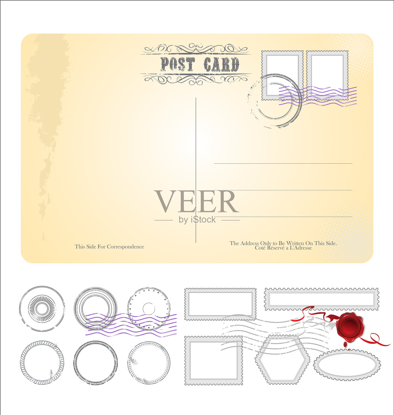 空明信片复古设计0116插画图片素材