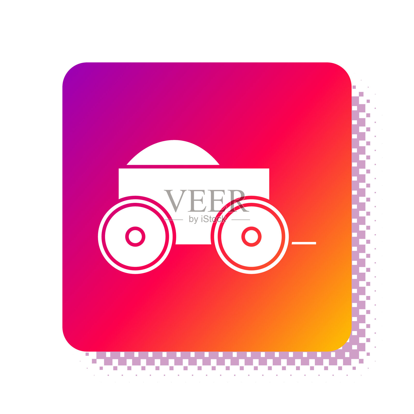 白色木制四轮手推车与干草图标插画图片素材