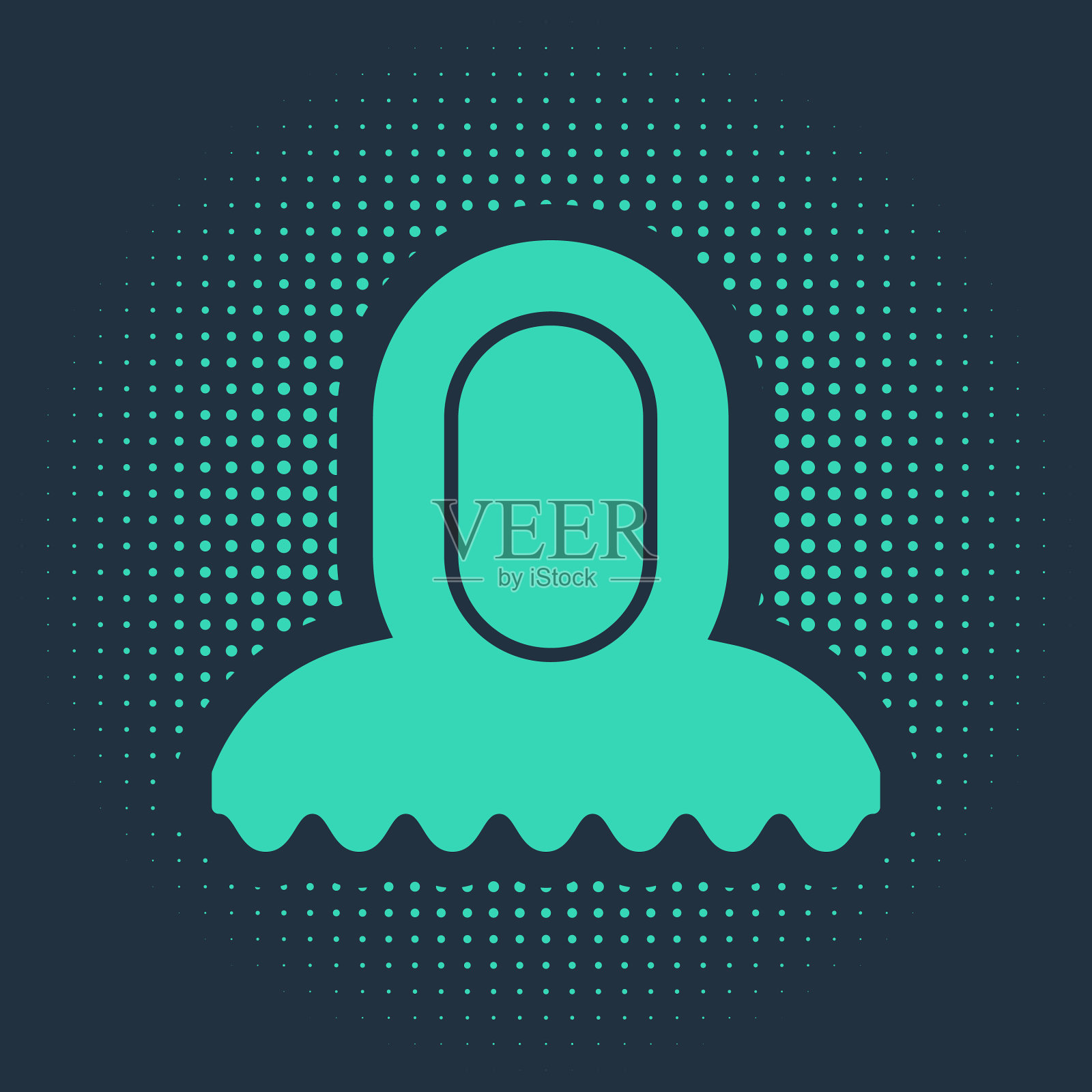 绿色中世纪兜帽图标孤立在蓝色插画图片素材