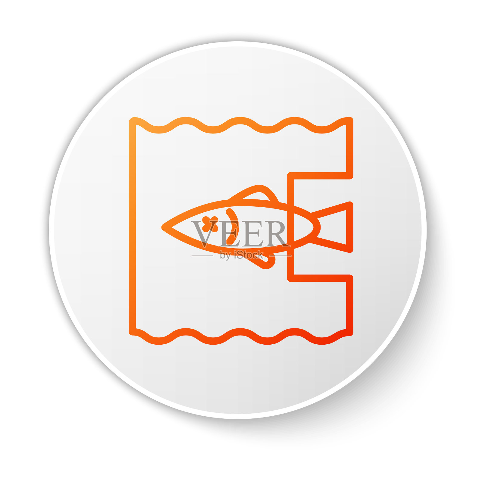 橙色线停止海洋塑料污染图标插画图片素材