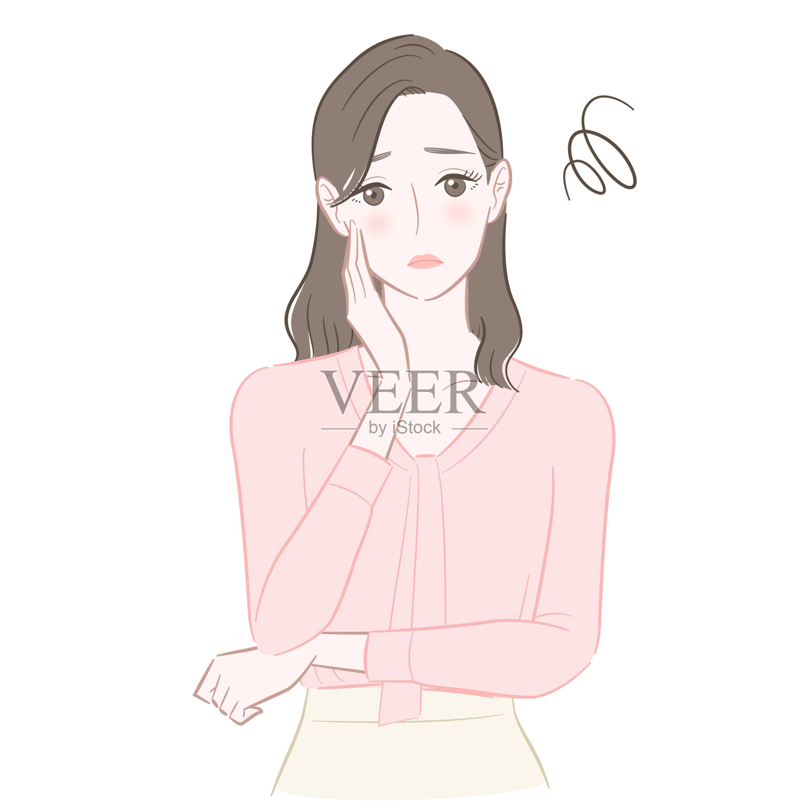 忧心忡忡的女人穿着办公室休闲装插画图片素材